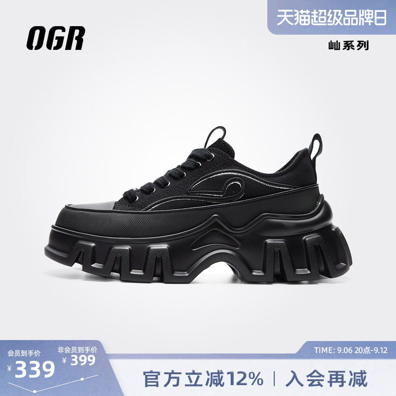 OGR电绣帆布鞋潮流百搭厚底增高图片