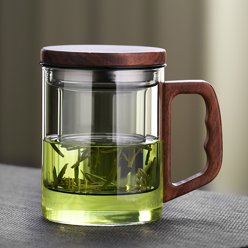 玻璃茶杯茶水分离泡茶杯个人专用杯高颜值耐高温办公室高档喝茶杯