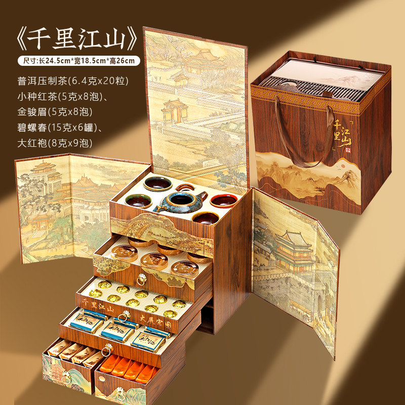 茶叶礼盒送爸爸礼物实用千里江山送礼送长辈礼品有福茶礼老丈人图片