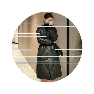2026新款海宁皮衣秋冬季PU皮羽绒棉衣棉服女中长款外套收腰棉袄潮