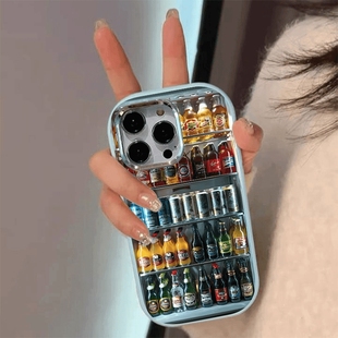 焱焱趣味冰柜汽水适用苹果16promax手机壳iPhone15小众11创意15pro硅胶14新款13个性12网红高级感小米保护套