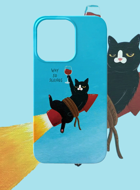 焱焱摆烂猫咪手机壳适用iPhone15promax苹果14菲林13可爱12蓝色11华为mate60荣耀P50小米vivox90一加opporeno