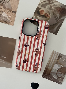 焱焱原创可爱小熊韩国进口圆边二合一菲林壳苹果15防摔全包手机壳