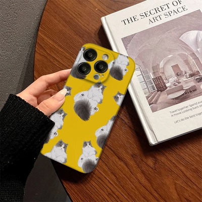 可爱毛绒猫猫新款iPhone15PROMAX菲林手机壳卡通小众颜值苹果14/13PRO可爱适用安卓iQOO8/11