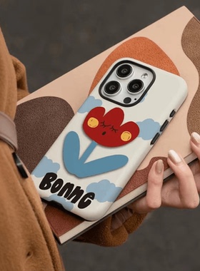 焱焱新款潮牌蓝色小红花菲林二合一手机壳大孔不包摄像头苹果14plus全包16promax/12创意11plus简约小米