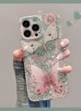 焱焱古典花朵蝴蝶适用于苹果16pro新款iphone14promax手机壳13个性12趣味11华为创意vivo高级小米15oppo菲林