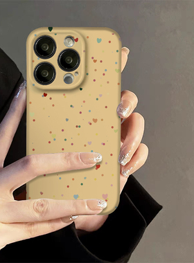 焱焱适用苹果14promax手机壳15新款iphone13高级11pro爱心圆点12菲林8plus小众7男女黄色xs简约xr潮max二合一
