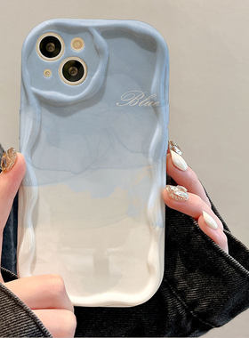焱焱蓝色渐层适用红米k70手机保护壳vivoS18荣耀200全包防摔小米14矽胶iPhoneX华为nova11保护套OPPOReno12新