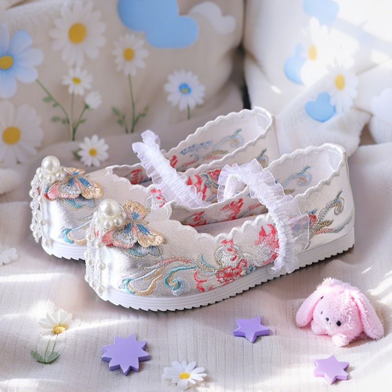 春季儿童汉服鞋子女童绣花鞋布鞋