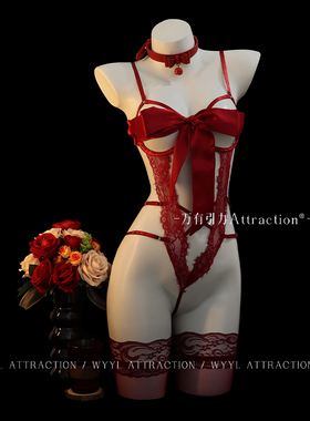 吸引力「拆礼物」新年战衣红色小胸战袍情趣衣制服qqny诱惑内衣