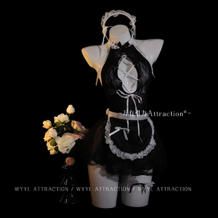 吸引力「舞动黑天鹅」性感女仆cos服情调制服纯欲套装 qqny睡衣裙