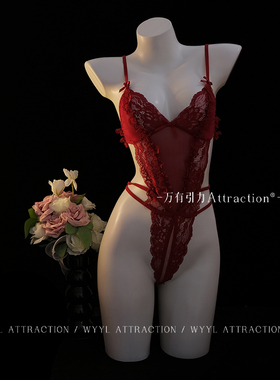 吸引力「甜心蜜令」连体衣红色套装情趣制服圣诞新年战袍qqny内衣