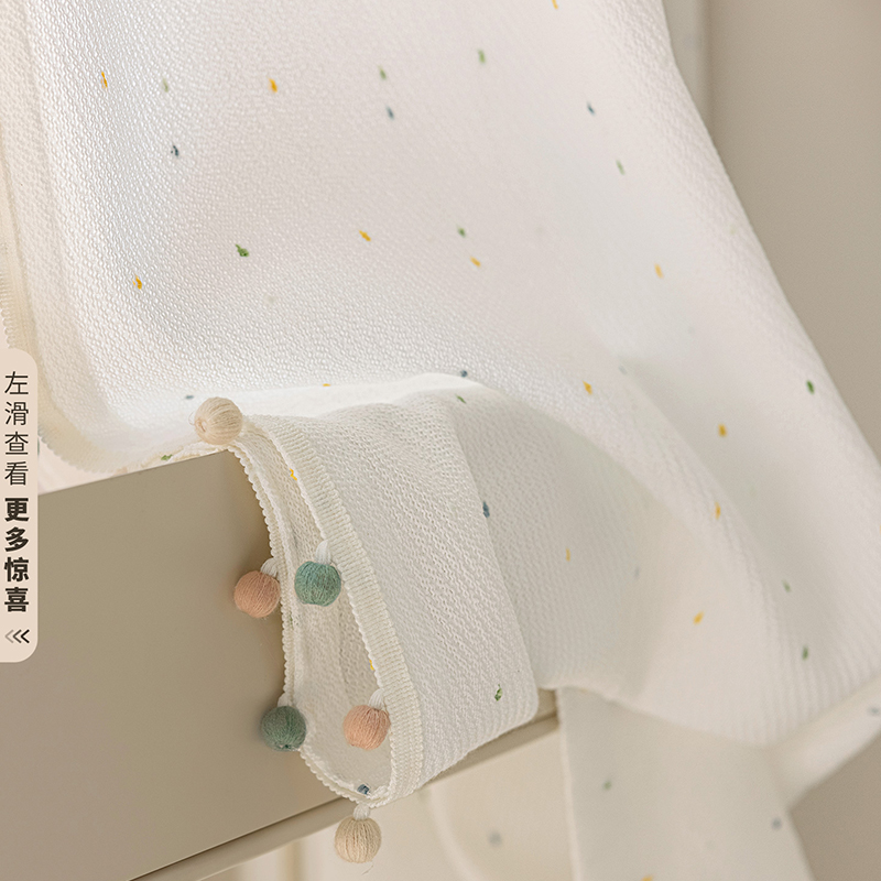 2025年新款透光不透人纱帘半遮光儿童房女孩男孩卧室花边阳台窗帘