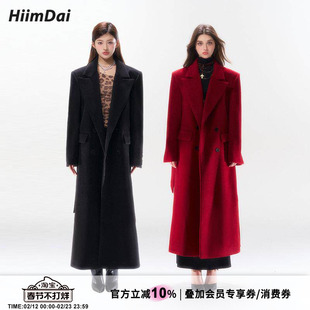 HiimDai 北海道 廓形升级！含羊毛宽松系带收腰翻驳领长款大衣