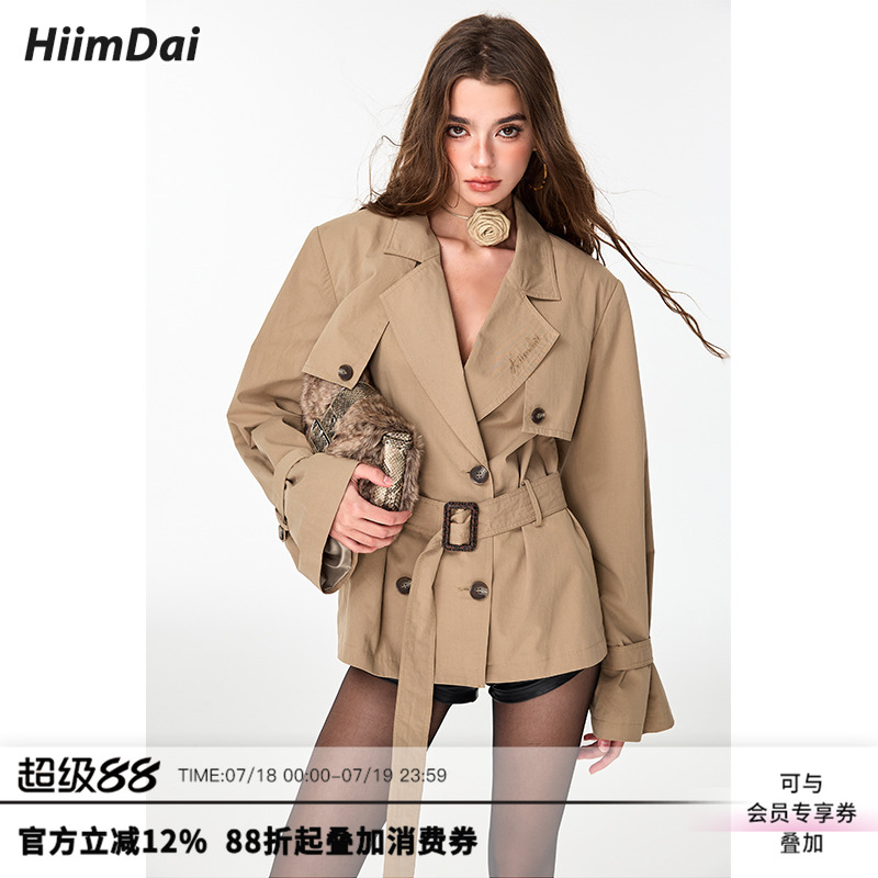 HiimDai廓形收腰显瘦中长款风衣