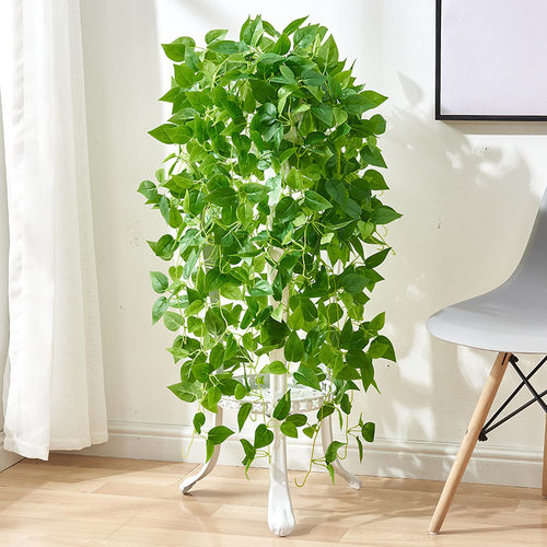 垂吊仿真植物绿萝圆柱空调上放的