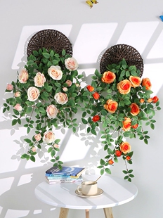 模拟挂花装饰塑料植物挂墙挂假花覆盖丑陋的蜘蛛植物挂篮藤蔓挂墙