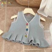 背心针织 马甲外穿女童款 2025女宝宝春秋马甲儿童新款 坎肩公主秋装