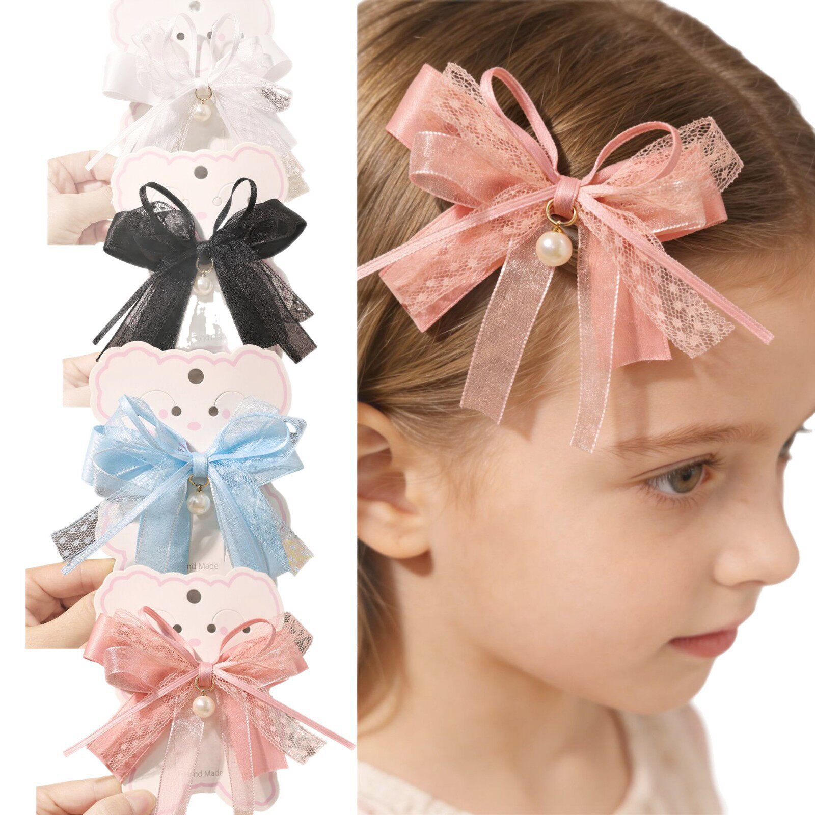 新款韩版小清新儿童发夹跳线带蕾丝顶夹女童头饰公主发饰清新甜美