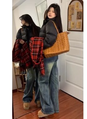 MIAOSHENGCHI定制高个子美式阔腿牛仔裤女春秋加长175直筒拖地裤