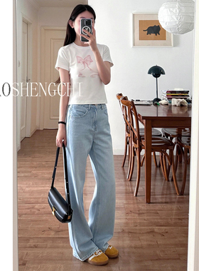 MIAOSHENGCHI定制高个子175宽松牛仔裤女夏季薄款加长显瘦直筒裤