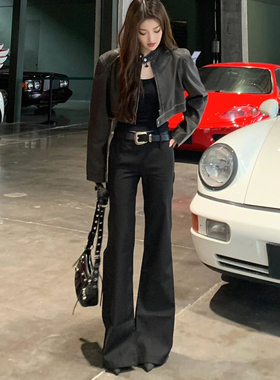 MIAOSHENGCHI定制高个子175微喇西装裤女春夏低腰显瘦加长喇叭裤