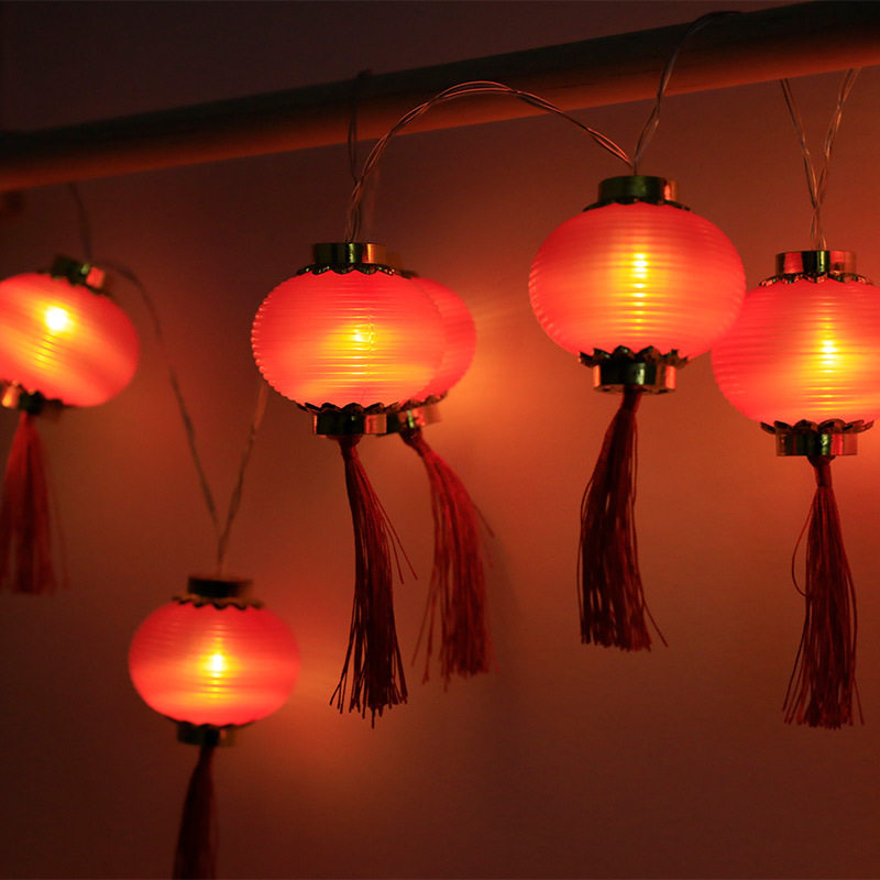 led灯串红灯笼福字灯笼福袋挂件灯春节节庆房间庭院氛围装饰灯usb
