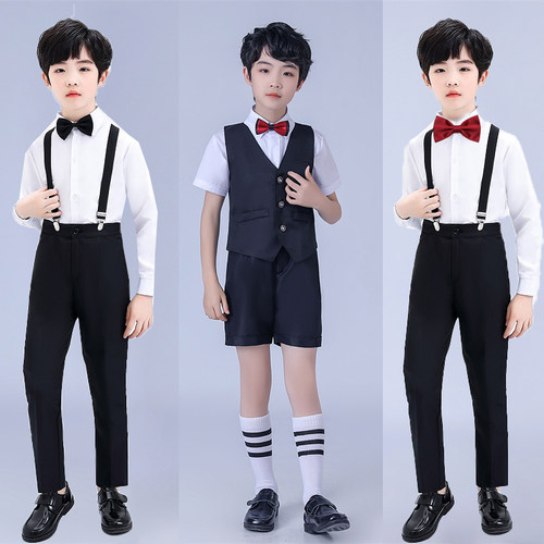 男孩主持人走秀演出服英伦