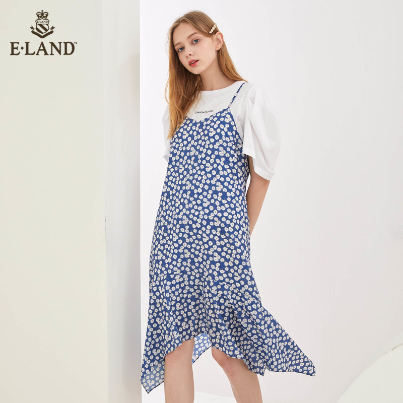 ELAND2020法式超仙碎花吊带气质连衣裙女神范EEOWA87Q6I