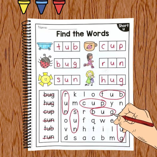 Find the word找单词自然拼读小学生趣味单词认知家庭辅学工作纸