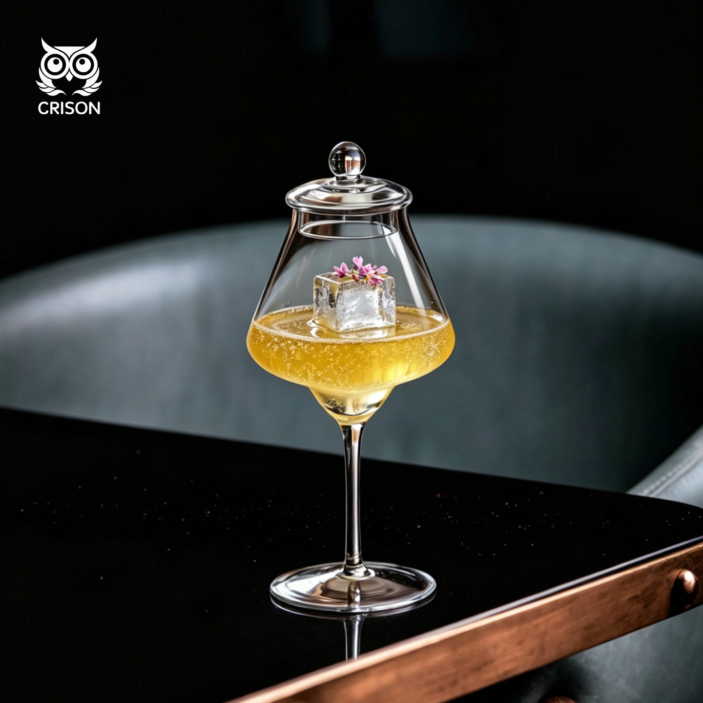 高端餐厅意境鸡尾酒杯 分子料理水晶玻璃杯 创意烟熏鸡尾酒带盖子