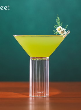 Inmeet饮品无铅玻璃三角马提尼鸡尾酒杯马天尼酒吧调酒杯高脚杯子