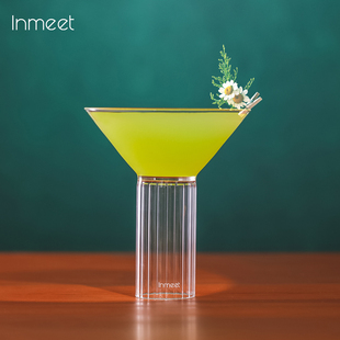 Inmeet饮品无铅玻璃三角马提尼鸡尾酒杯马天尼酒吧调酒杯高脚杯子