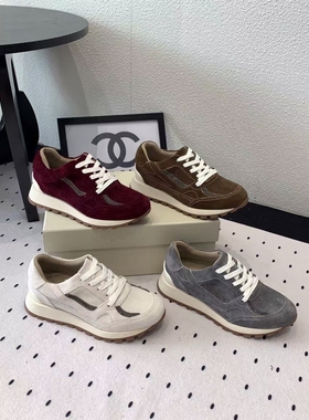 欧洲站BC2024新款休闲运动鞋牛反绒串珠时尚舒适意大利厚底情侣鞋