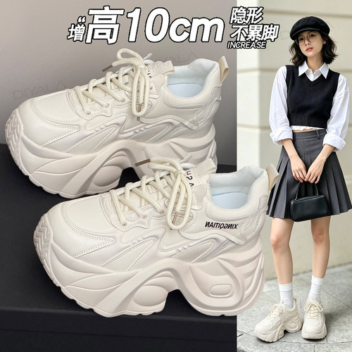 内增高10cm鞋子女松糕老爹鞋女