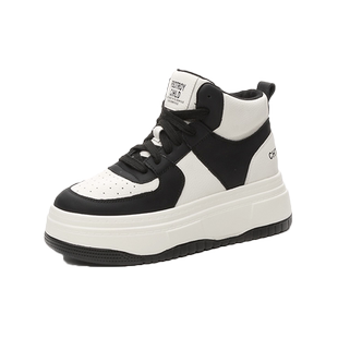 内增高女鞋2025冬季爆款新款厚底轻便秀气加绒小个子高帮小白鞋女