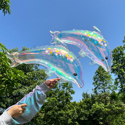 透明炫彩海豚笑脸雏菊夹片气球