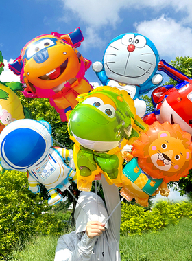 网红儿童生日卡通夹片手持气球棒加油棒铝膜玩具多款夜市摆摊礼品