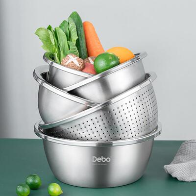 Debo德铂不锈钢厨房滤水盘多用盆五件套