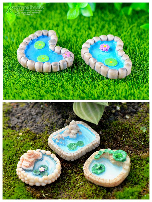 仿真水池荷花池多肉微景观小摆件盆景素材幼儿园植物角装饰品