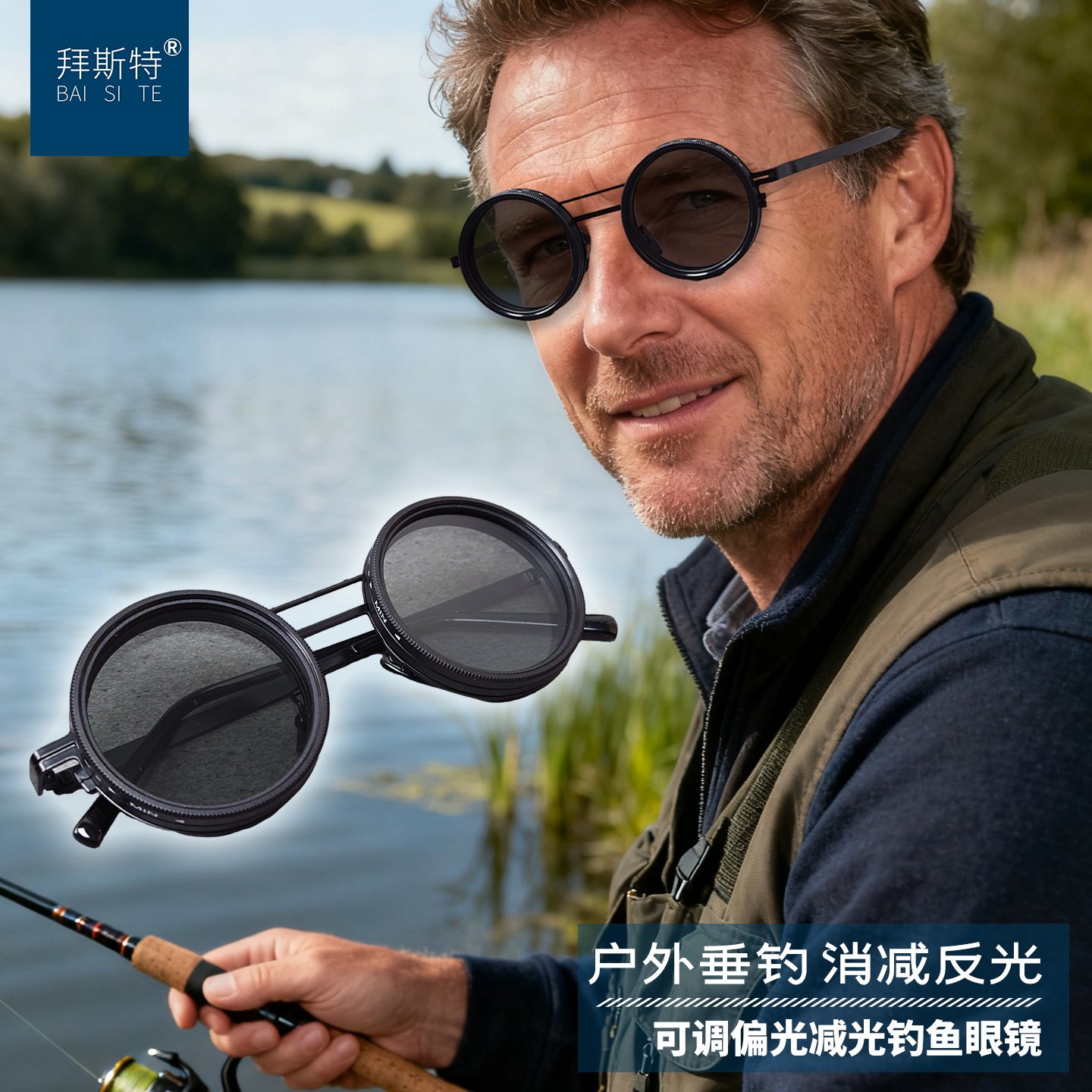 拜斯特ND9可调高清偏光防眩光护眼适合摄影钓鱼驾驶减光墨镜,户外/登山/野营/旅行用品,户外眼镜,淘宝优惠券,粉丝福利购,淘宝优惠卷