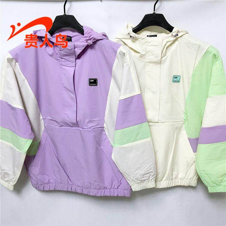 贵人鸟女装风衣正品2024春秋新款运动休闲宽松连帽外套A321F36