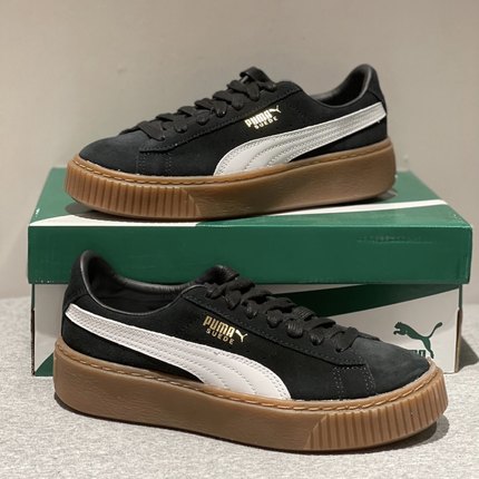 PUMA Basket platform suede 松糕 低帮 板鞋 男女同款 黑色 简版