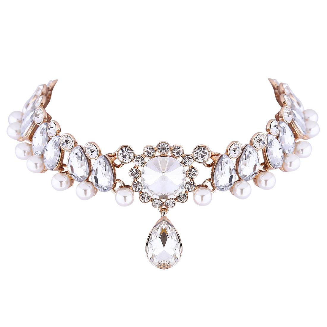 欧美明星街拍水晶项链choker女颈项链 necklace women jewelry