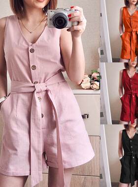 Casual Playsuit Woman Off Shoulder Jumpsuit Short Overalls