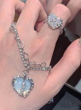项链轻奢 hot sale Ring Earrings love Heart diamond necklace