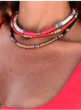 manual choker necklace women ins波西米亚项链软陶彩串珠颈链