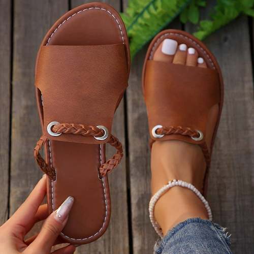 women flat slippers beach shoes big size 43平底凉鞋沙滩拖鞋