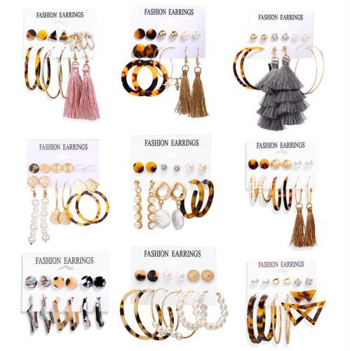 tassel stud earrings set for girls 流苏耳环组合日韩耳坠