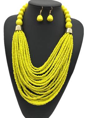 africa necklace women jewelry 波西米亚彩米珠项链流苏饰品